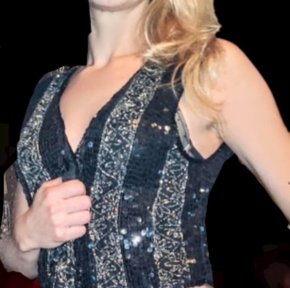 Style N Design Black Beaded Sequin Crystal Vest